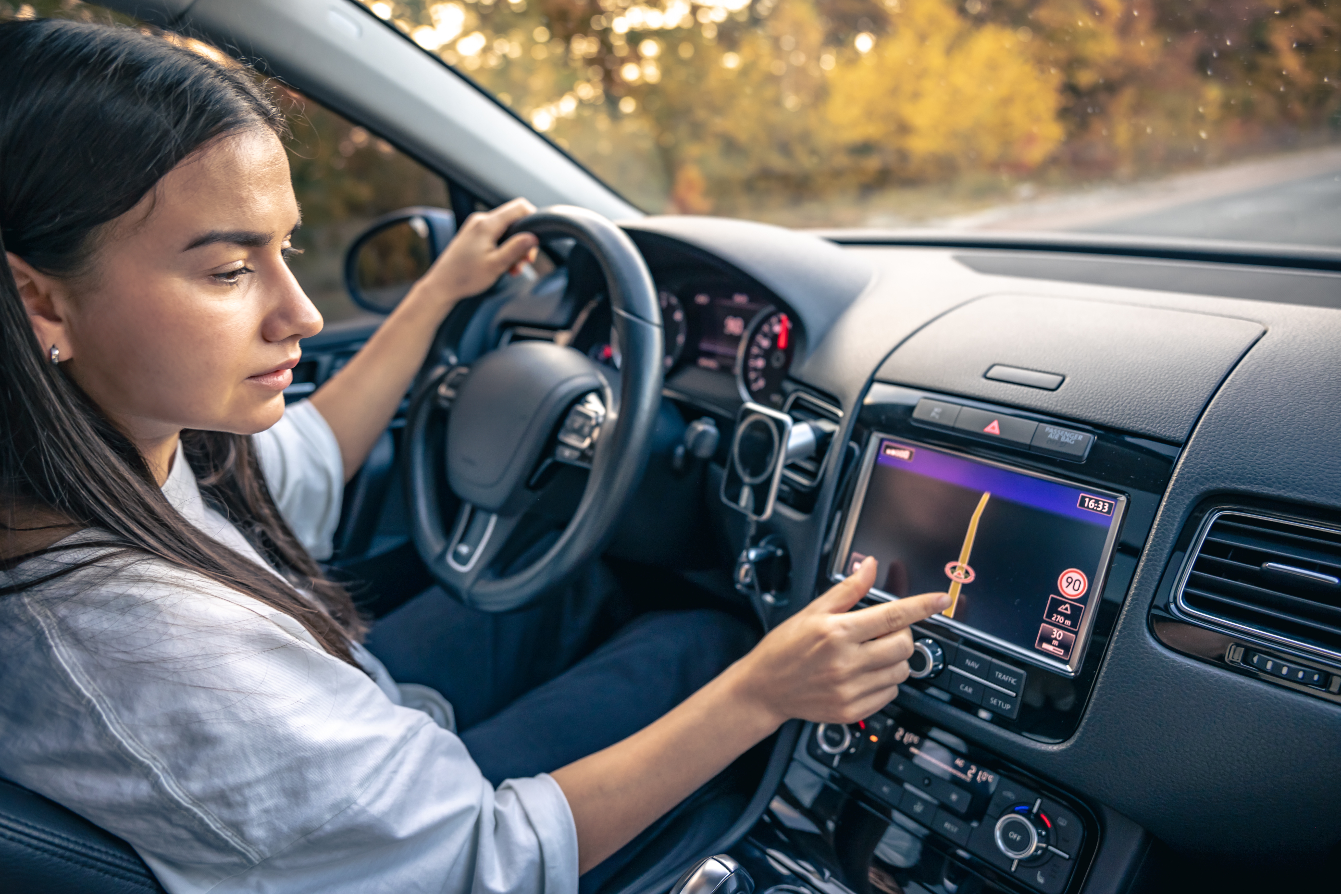 woman and navigation system